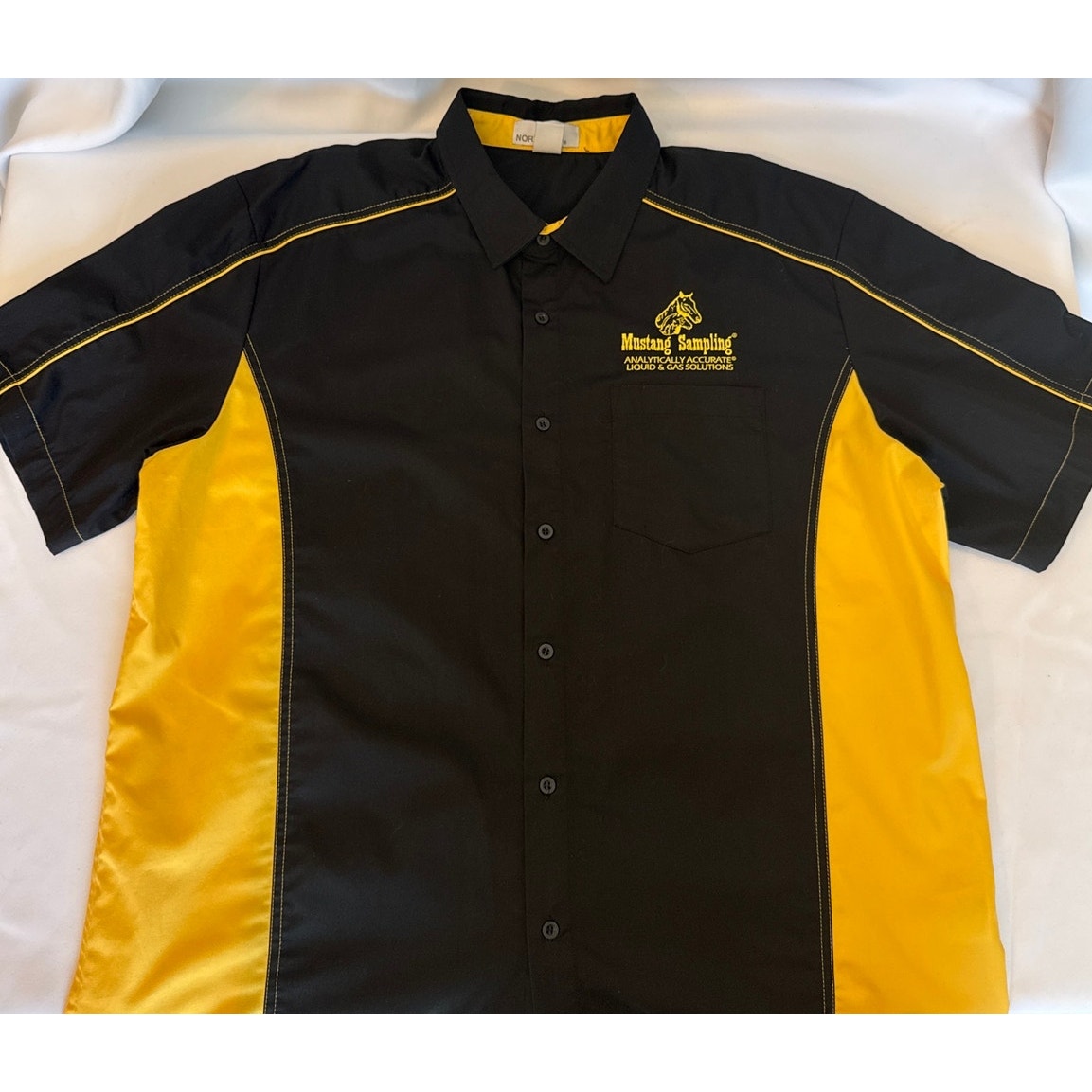 Mustang Sampling RacingWork Shirt Black  Yellow ColorBlock Xl North End